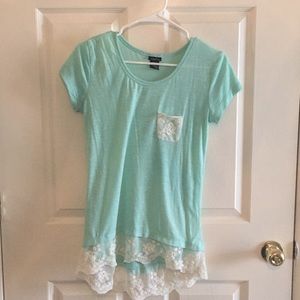 Mint and lace T-shirt